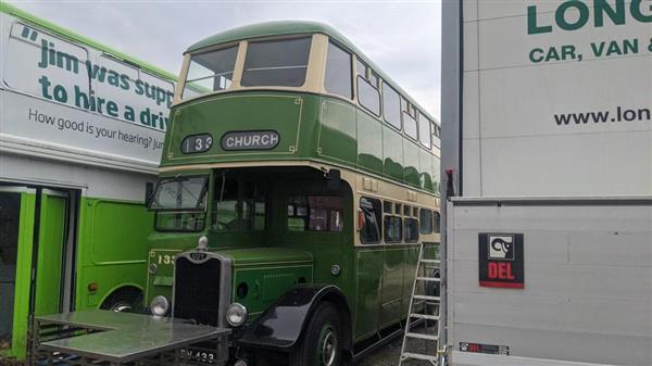 1949 Guy Arab back loader, half cab double decker 